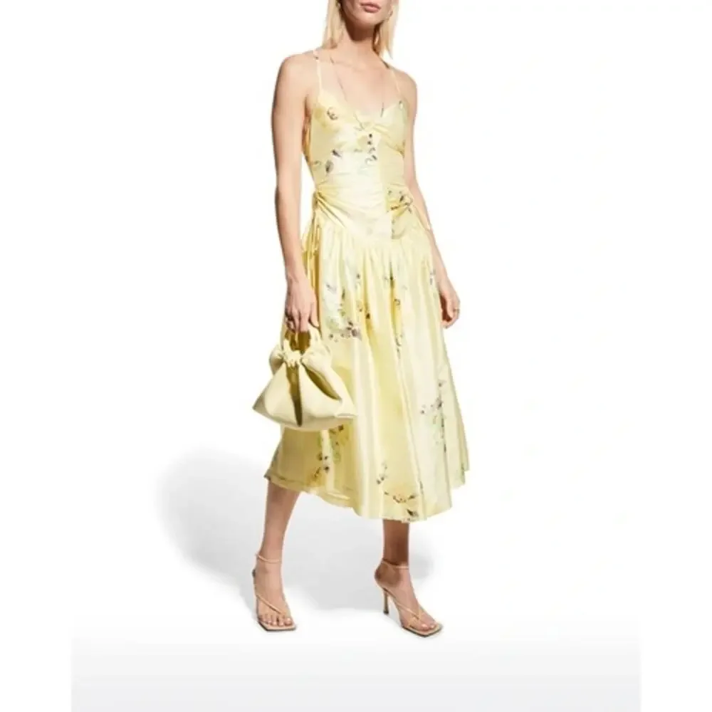 Rebecca Taylor Positano Rose Floral Strappy Open Back Silk Dress - Size 12 NWT - Picture 9 of 10